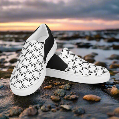 Women’s Custom, Slip-on Canvas Shoes, Far East Geometric Pattern, Ottomon Halftone