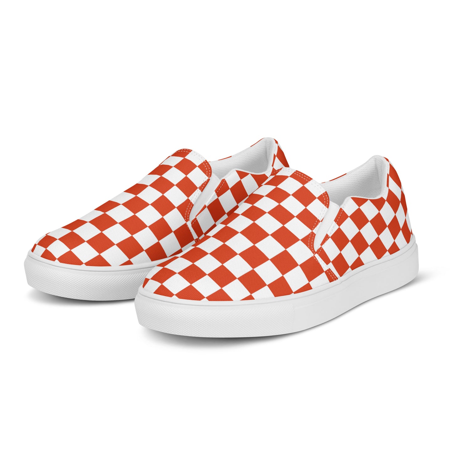 GeoMetro | Women’s Slip-on Canvas Shoes | Red Chex