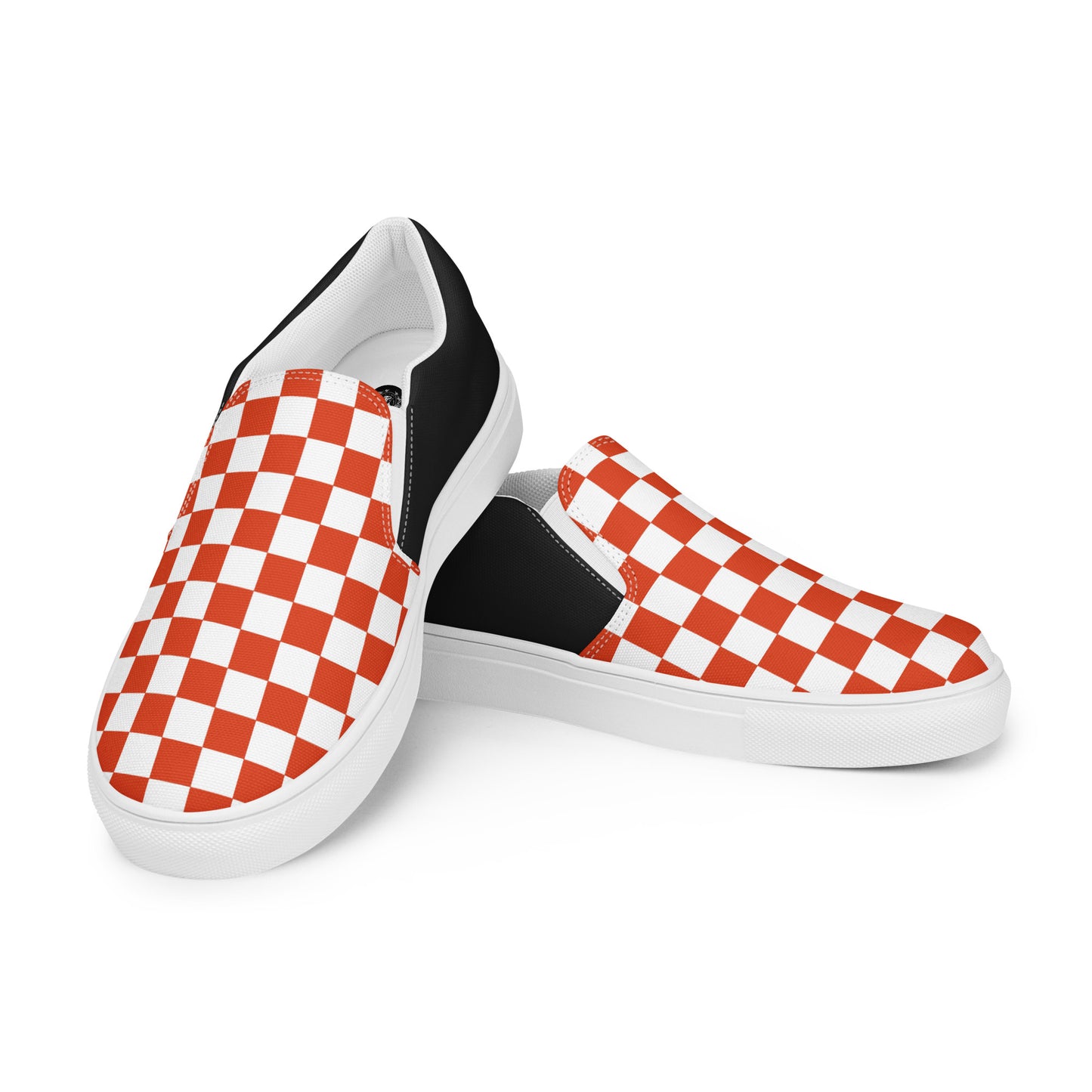 GeoMetro | Women’s Slip-on Canvas Shoes | Red Chex Halftone