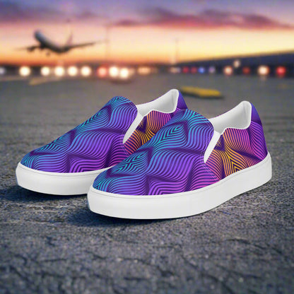 Women’s Custom Slip-on Canvas Shoes, Streetwear Styled, Skater Blue