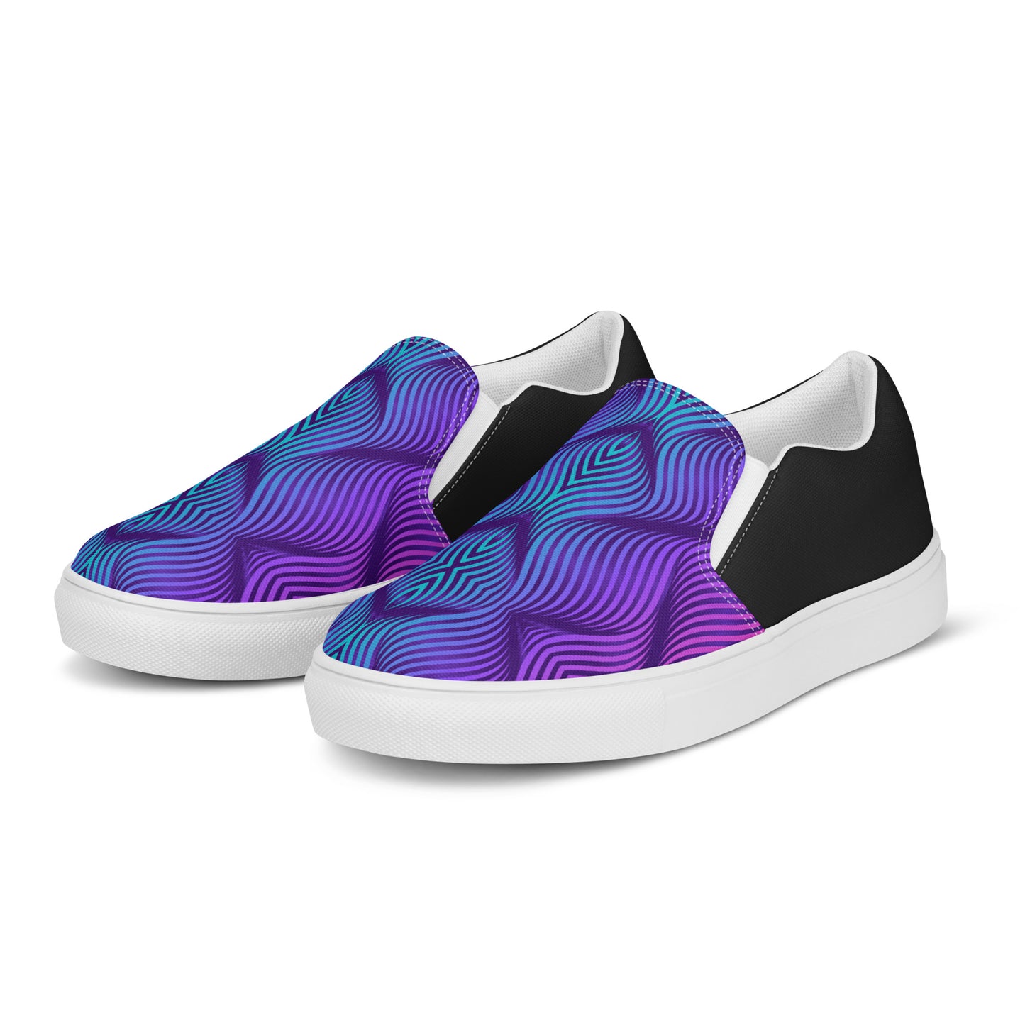 GeoMetro | Women’s Slip-on Canvas Shoes | Skater Blue Halftone