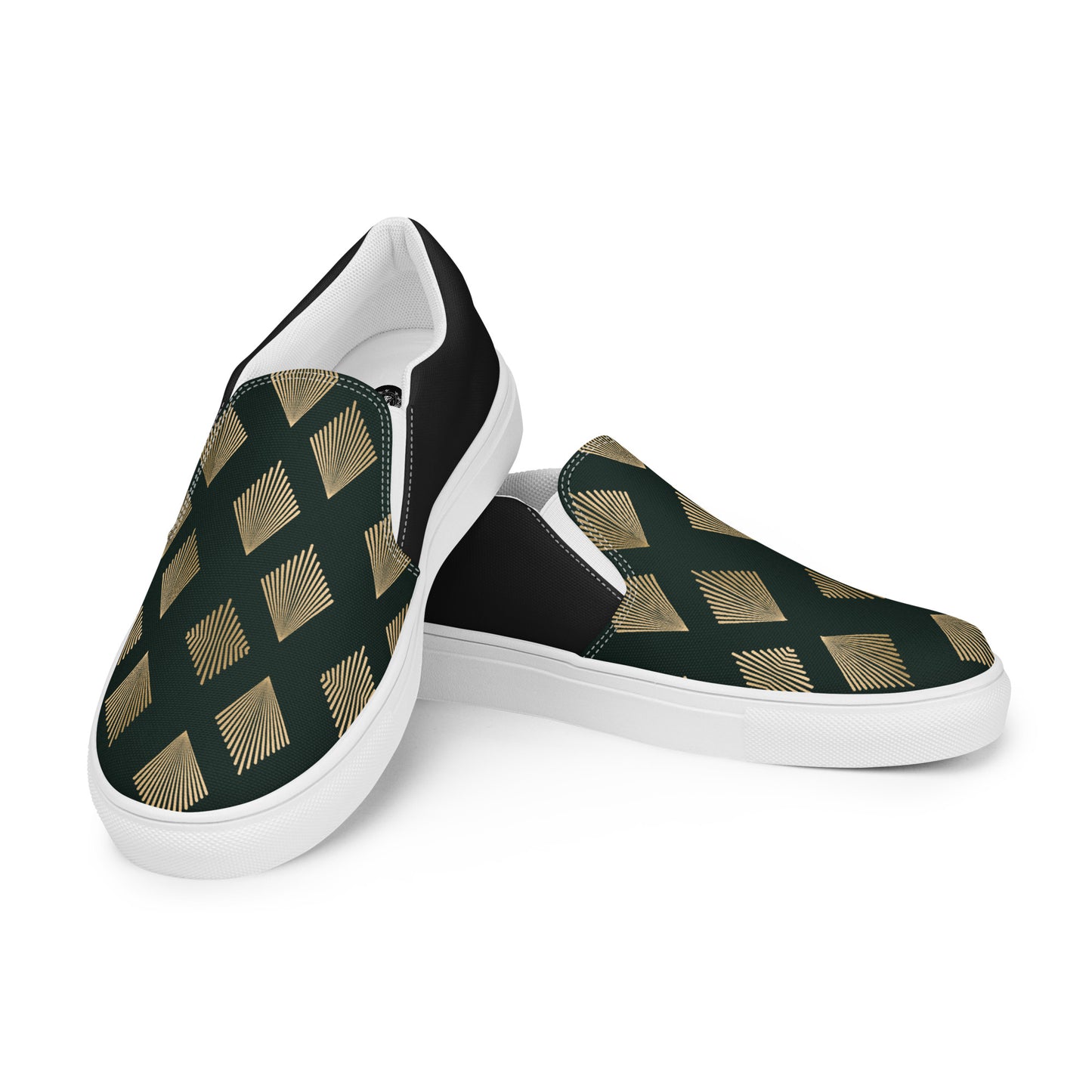 GeoMetro | Women’s Slip-on Canvas Shoes | Deco Diamond Halftone