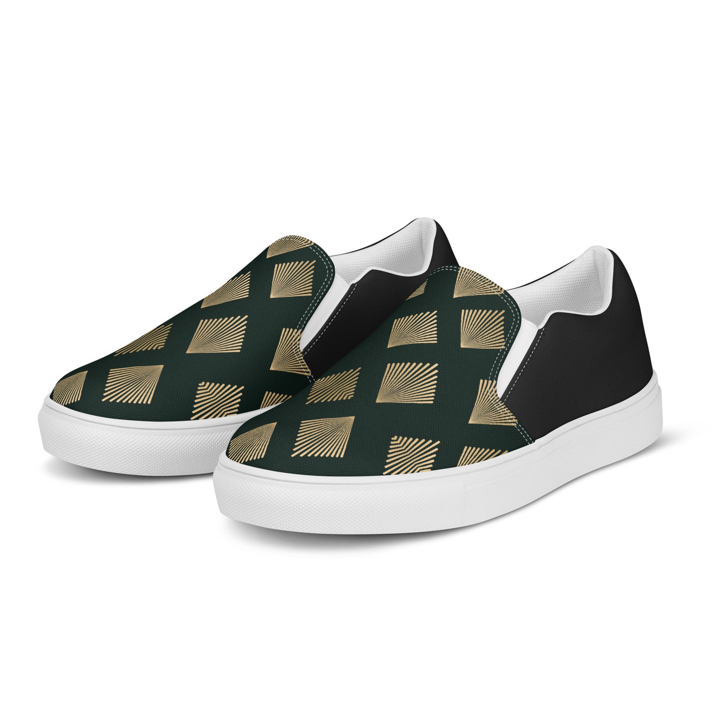 GeoMetro | Women’s Slip-on Canvas Shoes | Deco Diamond Halftone