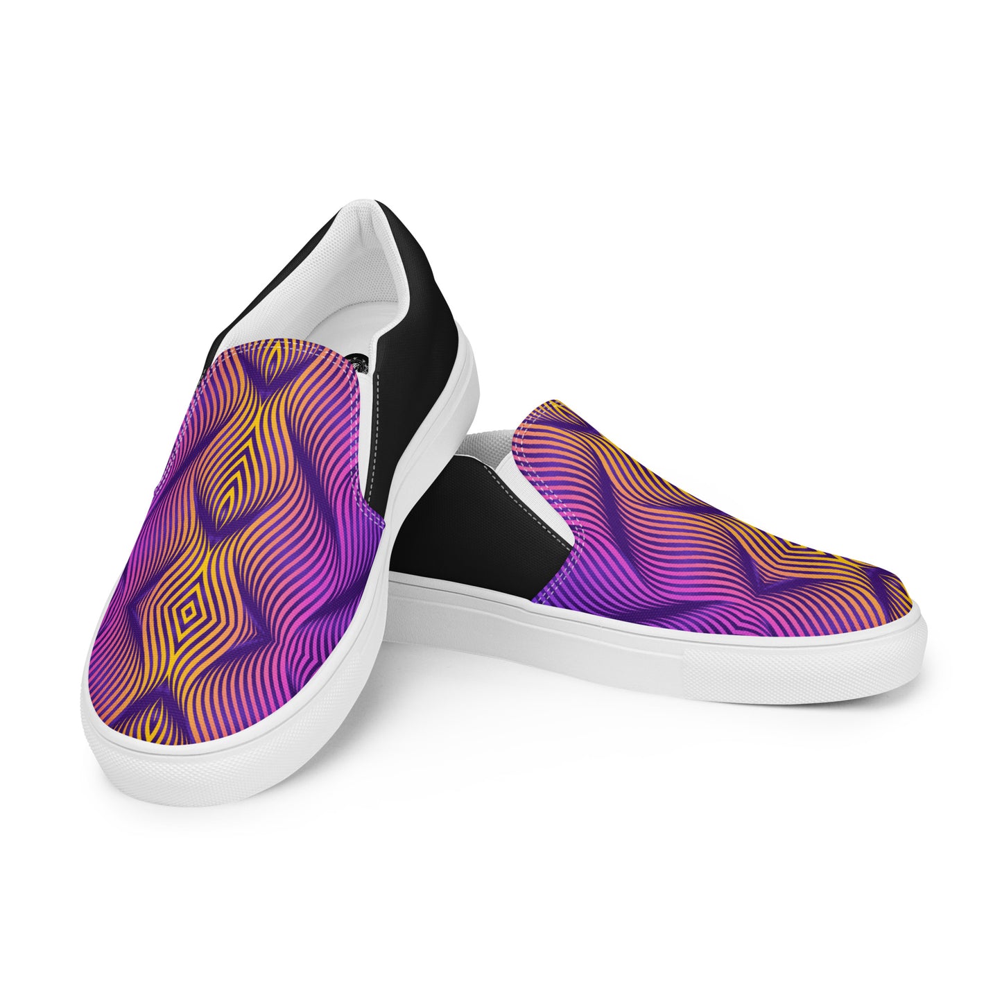 GeoMetro | Women’s Slip-on Canvas Shoes | Skater Orange Halftone