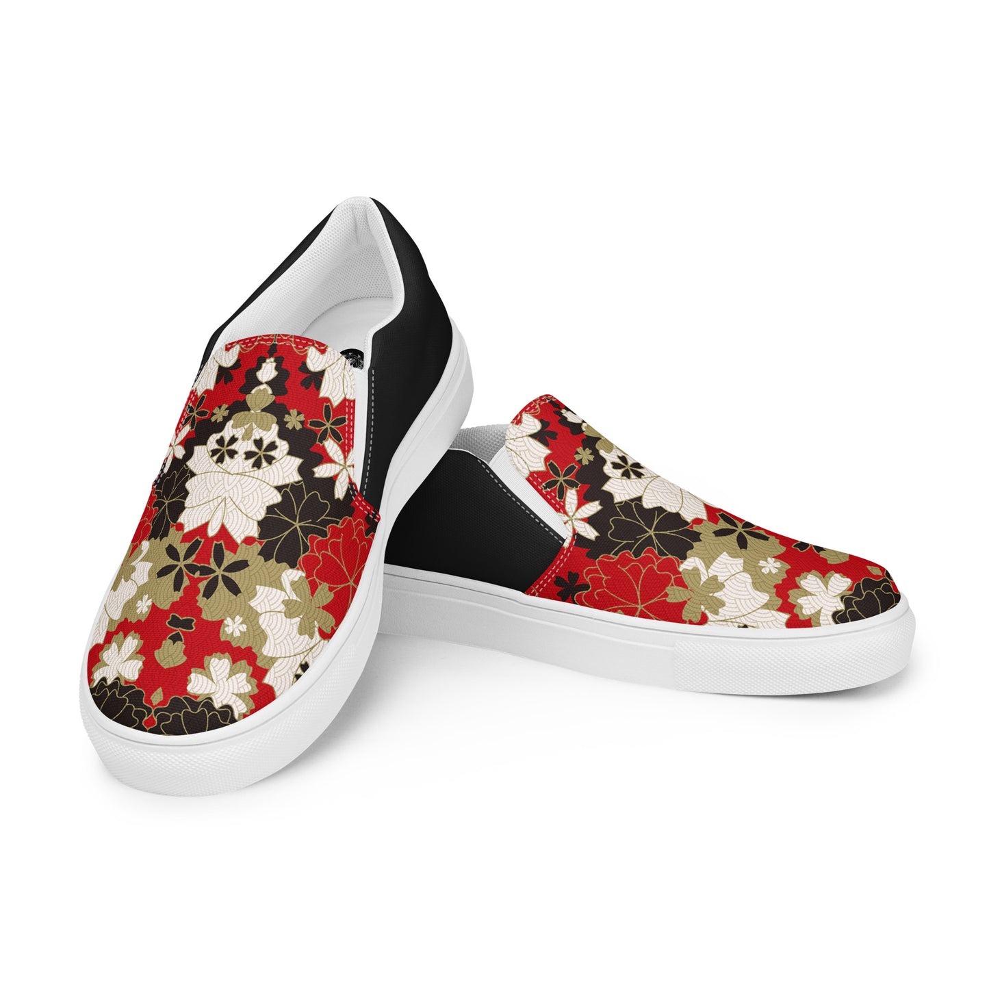 Silk Road | Women’s Slip-on Canvas Shoes | Black Lotus Halftone