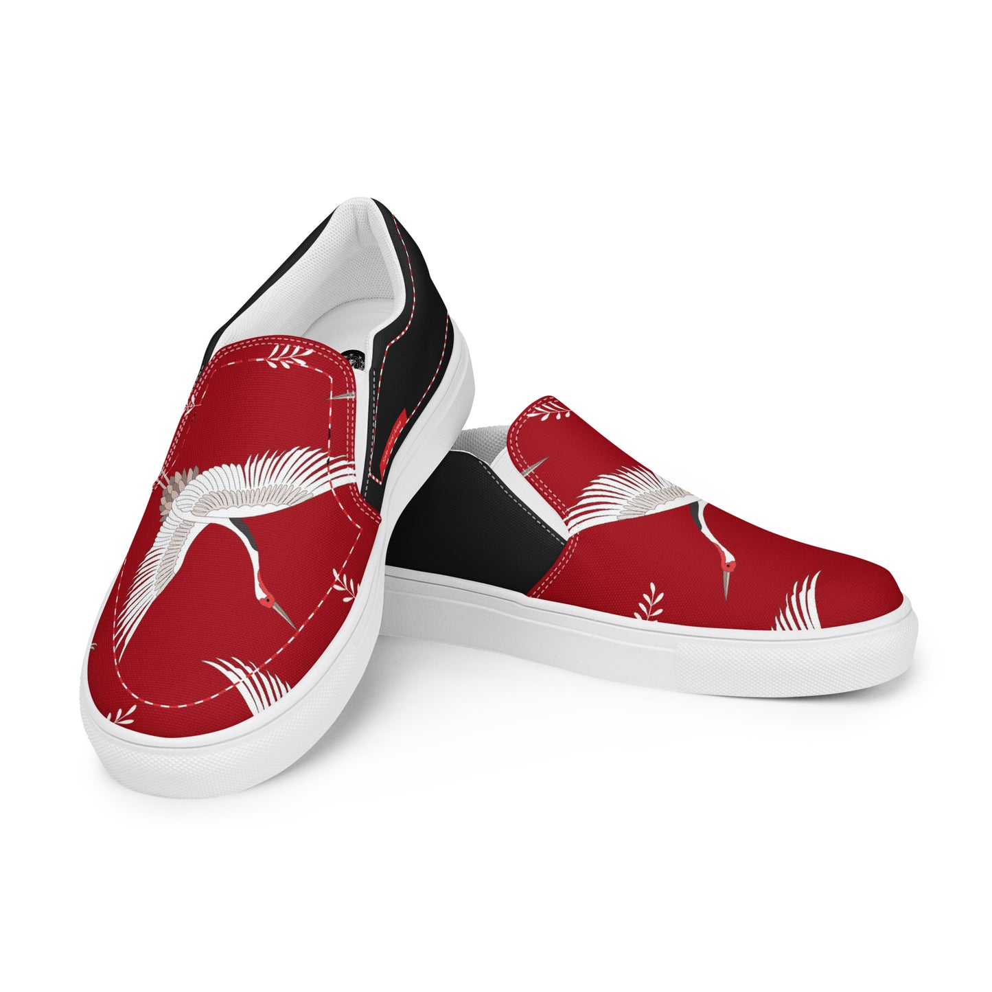 Silk Road | Women’s Slip-on Canvas Shoes | Red Crane Halftone