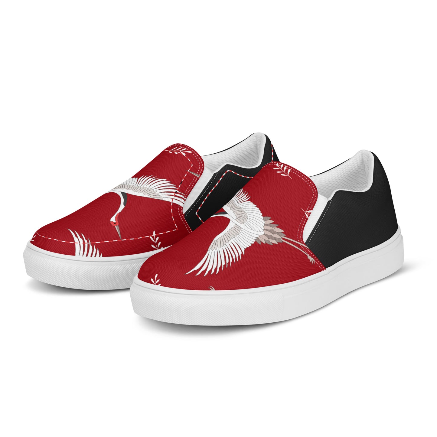 Silk Road | Women’s Slip-on Canvas Shoes | Red Crane Halftone