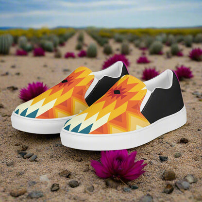 Women’s Southwest Print, Slip-on Canvas Shoes, Native American, Geometric Pattern, Sundance Halftone