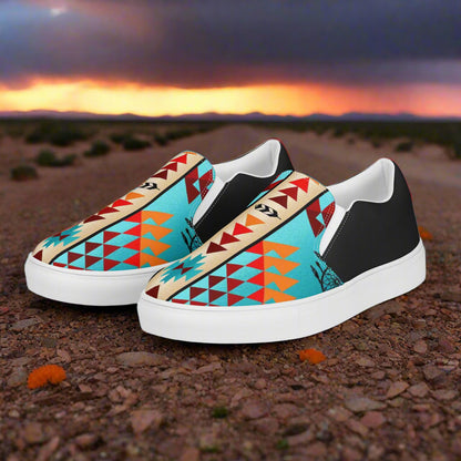 Women’s Southwest Print, Slip-on Canvas Shoes, Native American, Geometric Pattern, Taos Halftone
