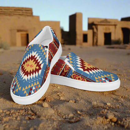 Women’s Southwest Print, Slip-on Canvas Shoes, Native American, Geometric Pattern, Veyo