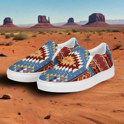 Women’s Southwest Print, Slip-on Canvas Shoes, Native American, Geometric Pattern, Veyo