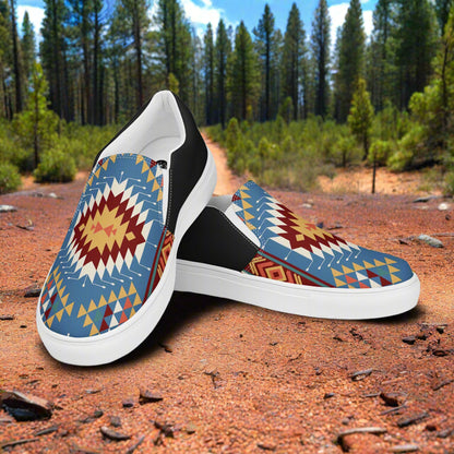 Women’s Southwest Print, Slip-on Canvas Shoes, Native American, Geometric Pattern, Veyo Halftone