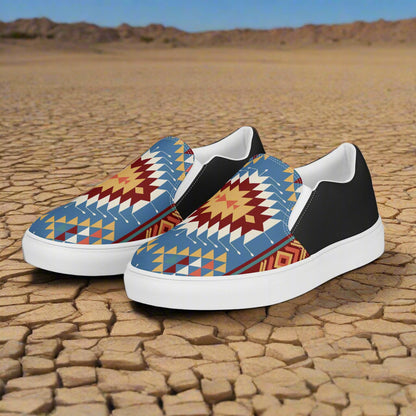 Women’s Southwest Print, Slip-on Canvas Shoes, Native American, Geometric Pattern, Veyo Halftone