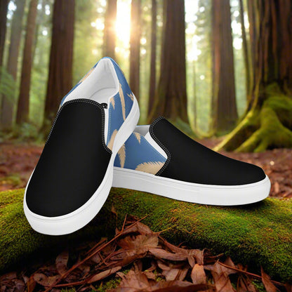 Women’s Footwear Slip-on Canvas Shoes - Blue Feather Two-Tone