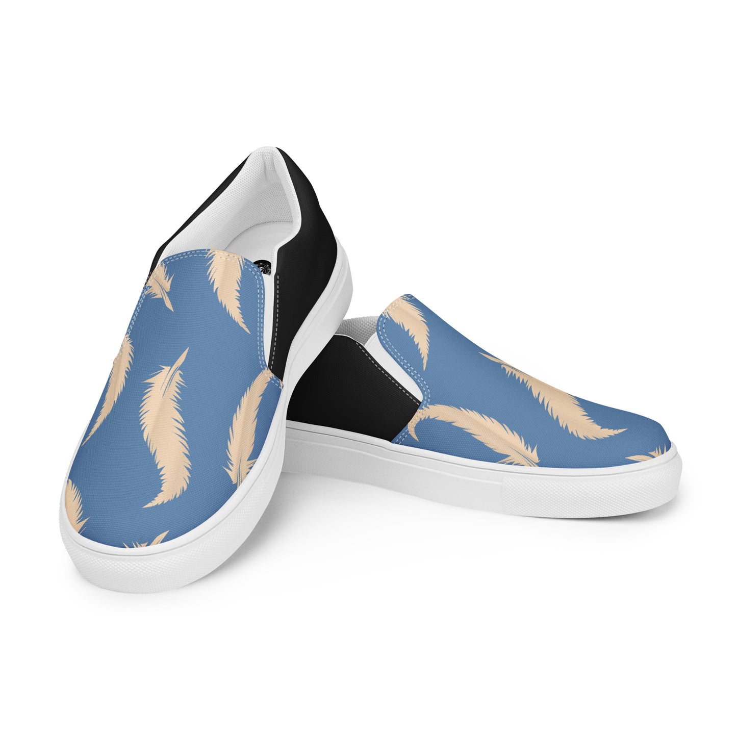 Eden Garden | Women’s Slip-on Canvas Shoes | Blue Feather Halftone