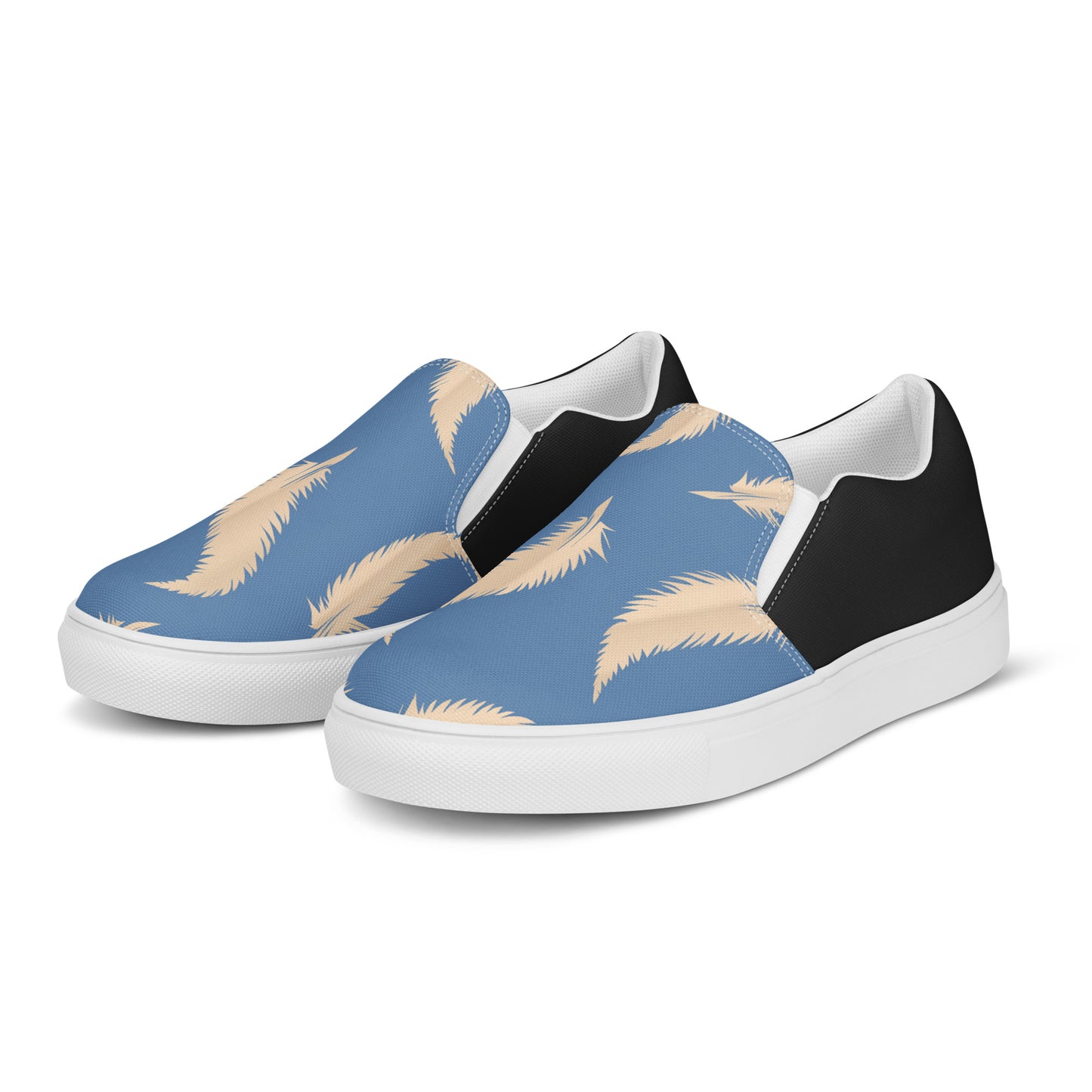 Eden Garden | Women’s Slip-on Canvas Shoes | Blue Feather Halftone