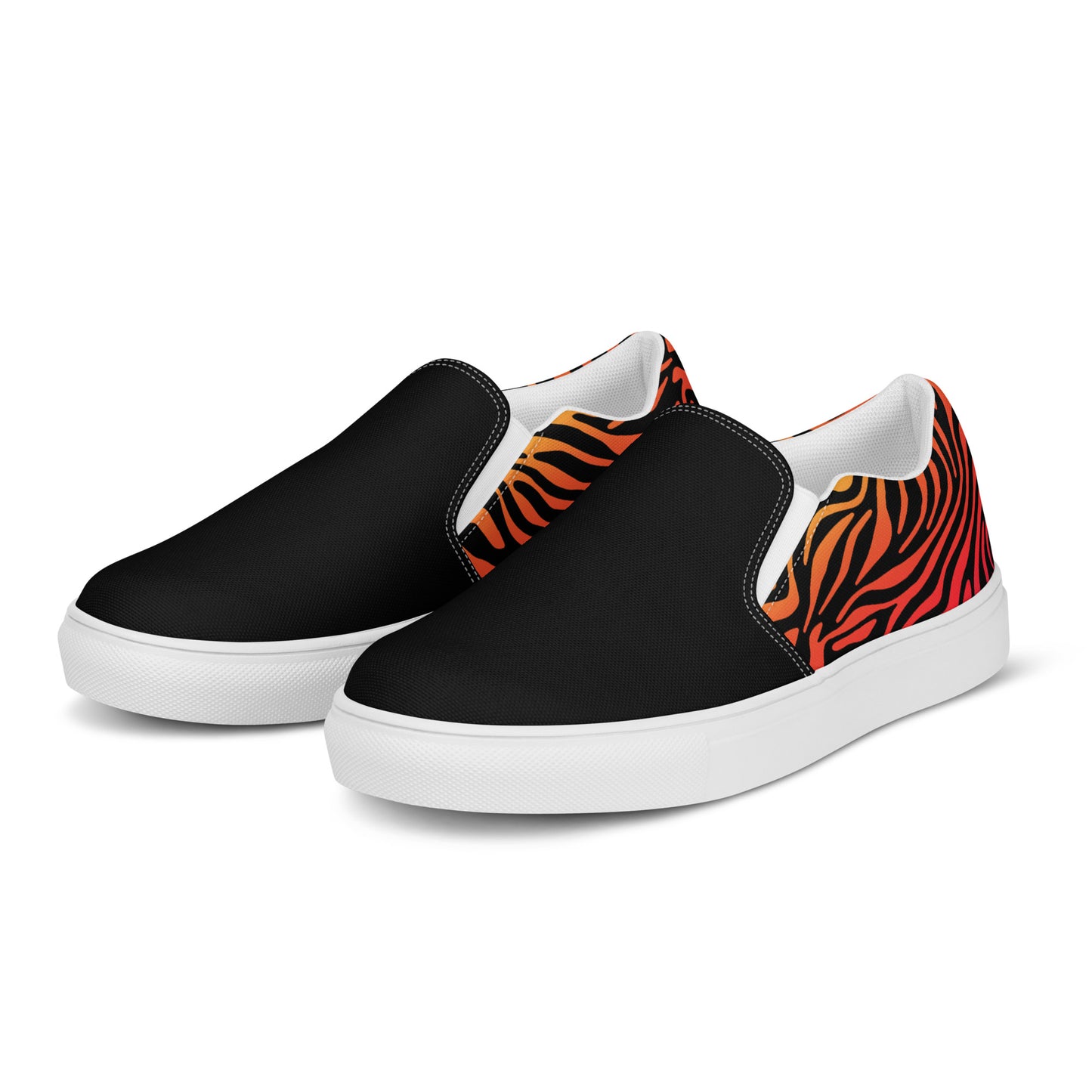 Eden Garden | Women’s Slip-on Canvas Shoes | Rainbow Zebra 2Tone