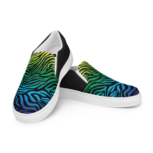 Eden Garden | Women’s Slip-on Canvas Shoes | Rainbow Zebra Halftone