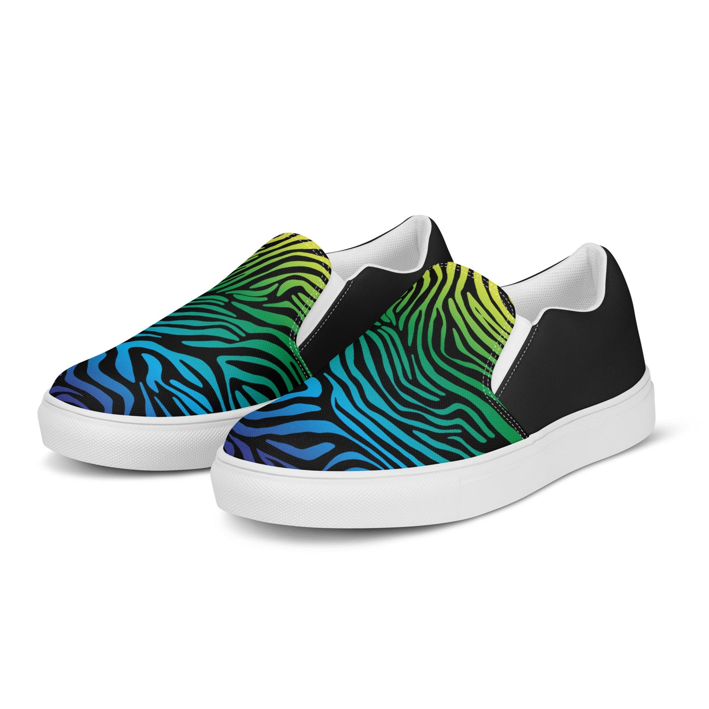 Eden Garden | Women’s Slip-on Canvas Shoes | Rainbow Zebra Halftone