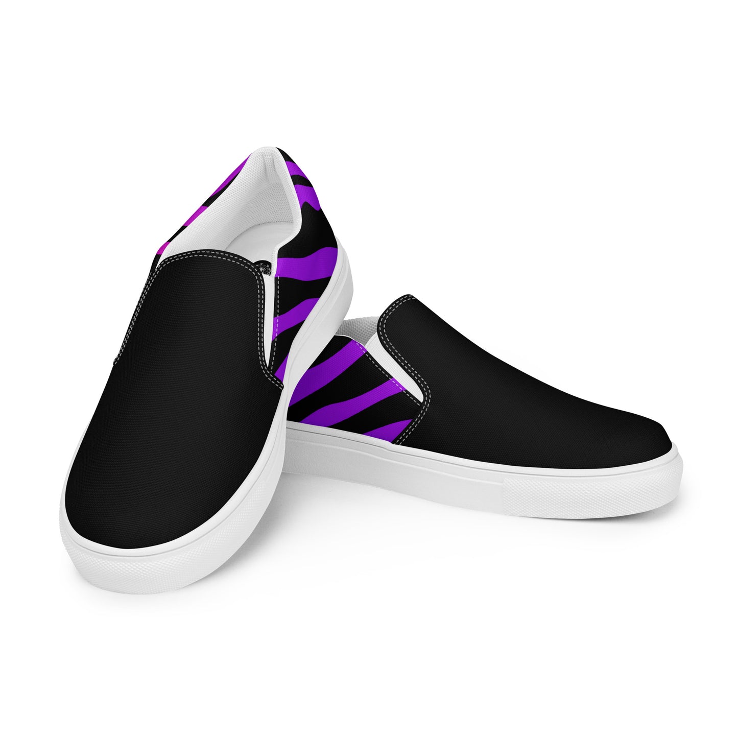 Eden Garden | Women’s Slip-on Canvas Shoes | Purple Zebra 2Tone