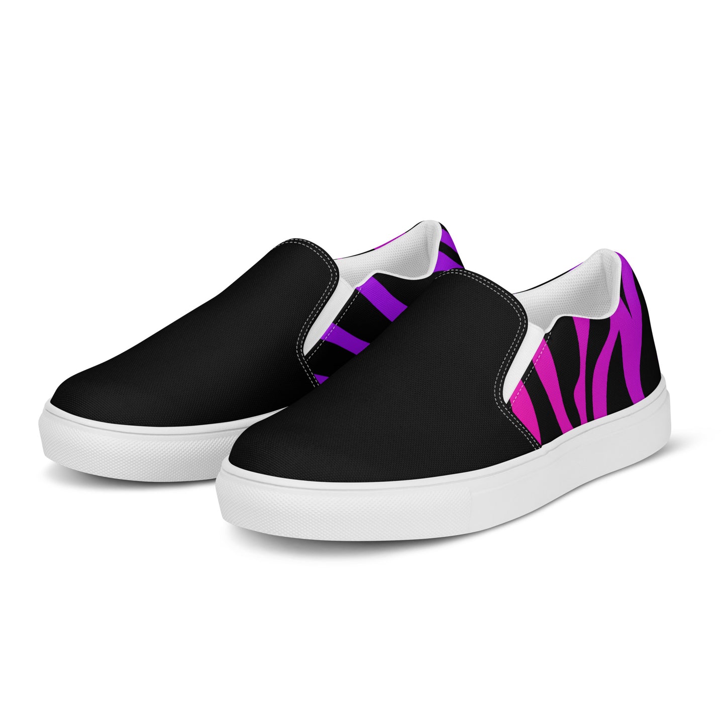 Eden Garden | Women’s Slip-on Canvas Shoes | Purple Zebra 2Tone