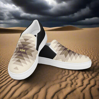 Women’s Southwest Print, Slip-on Canvas Shoes, Native American, Geometric Pattern, Kewa Halftone