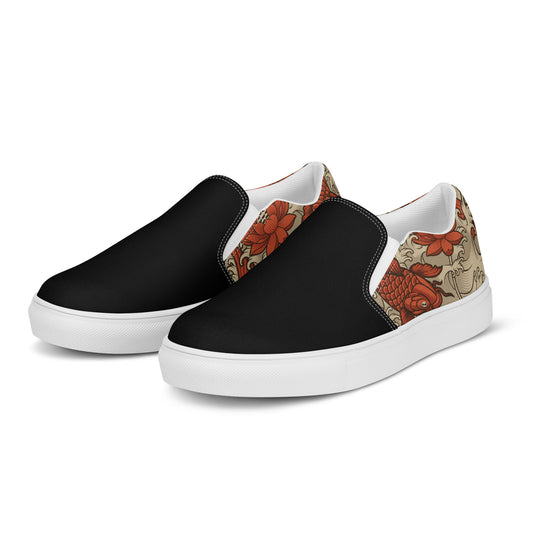 Silk Road | Women’s Slip-on Canvas Shoes | Orange Koi 2Tone