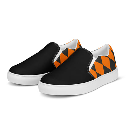 GeoMetro | Women’s Slip-On Canvas Shoes | Harlequin Orange 2Tone