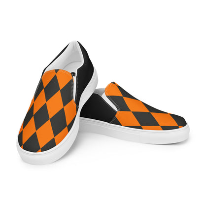 GeoMetro | Women’s Slip-On Canvas Shoes | Harlequin Orange Halftone