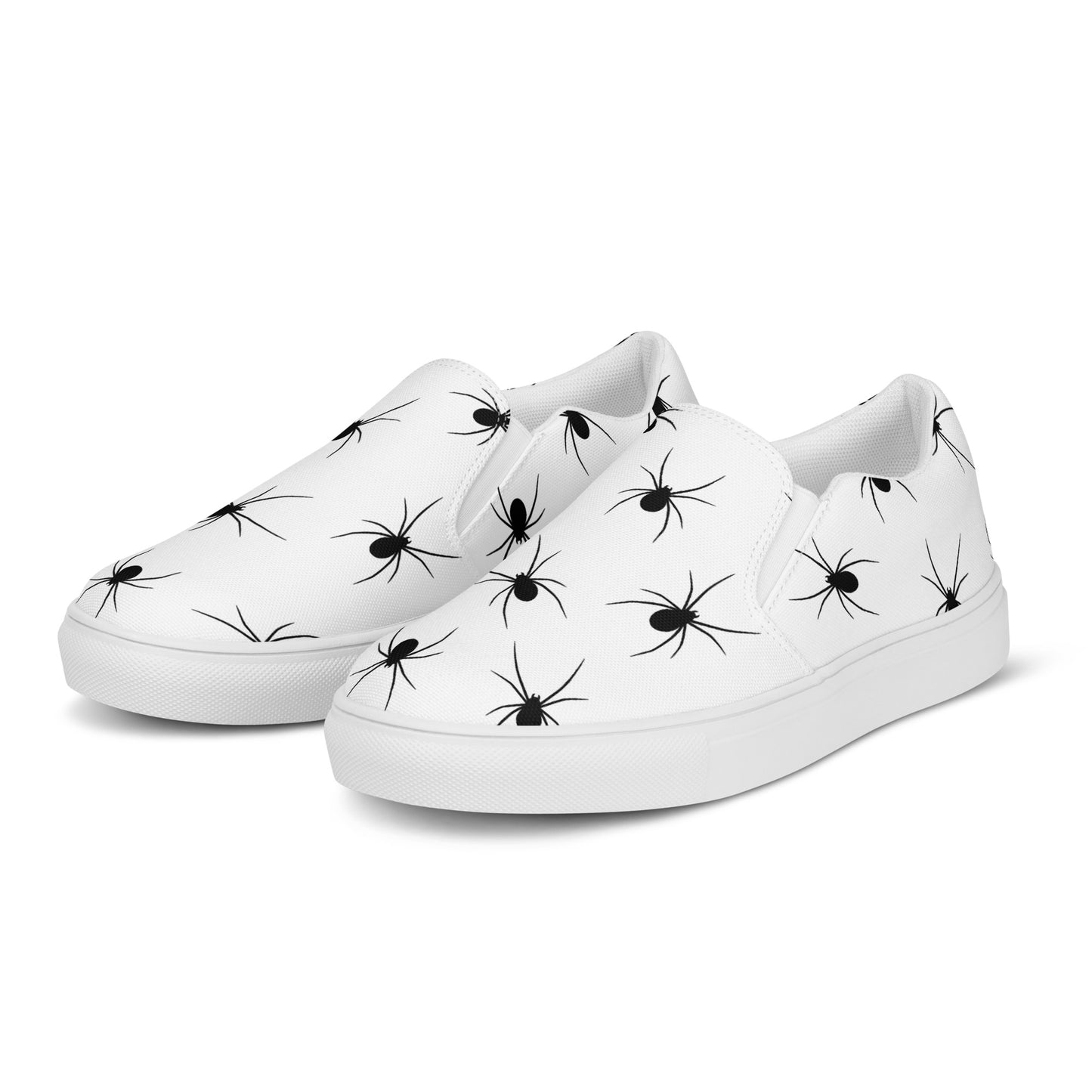 GeoMetro | Women’s Slip-On Canvas Shoes | Black Spiders