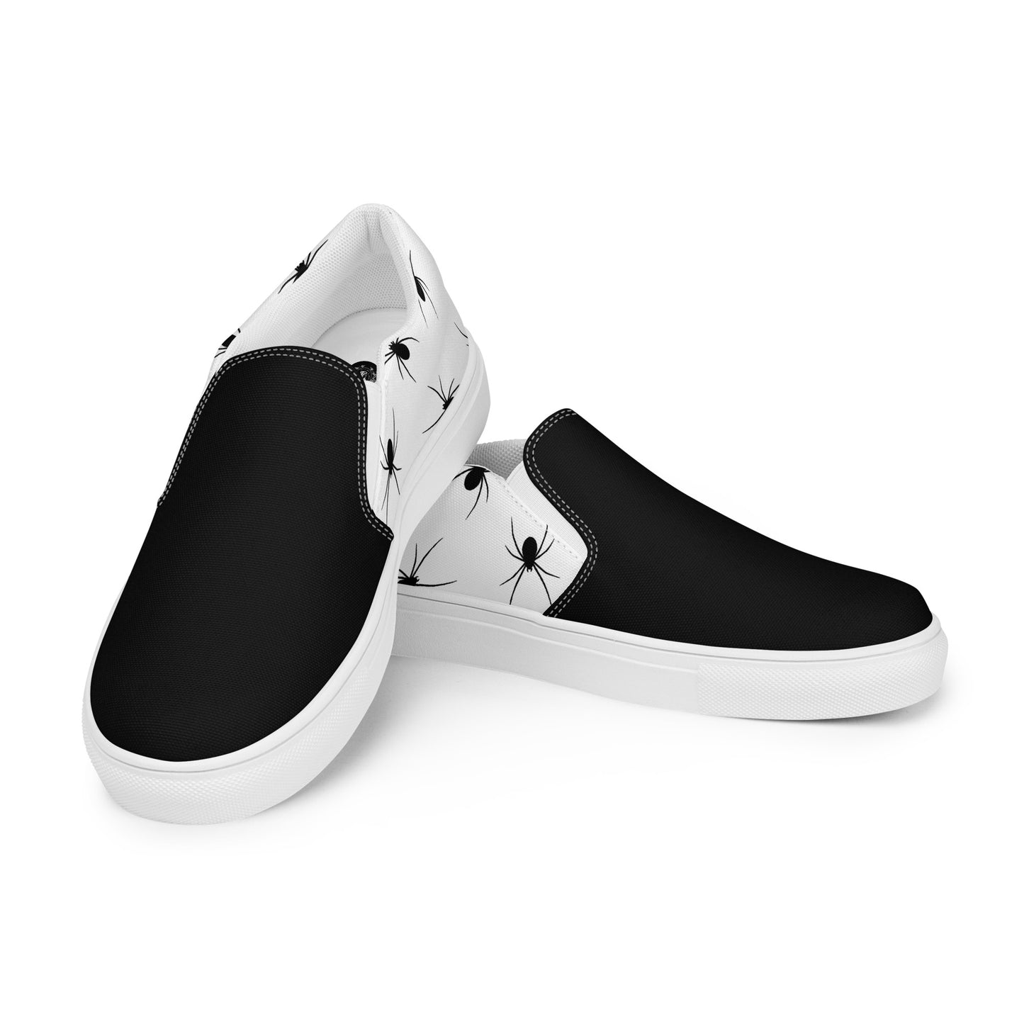 GeoMetro | Women’s Slip-On Canvas Shoes | Black Spiders 2Tone