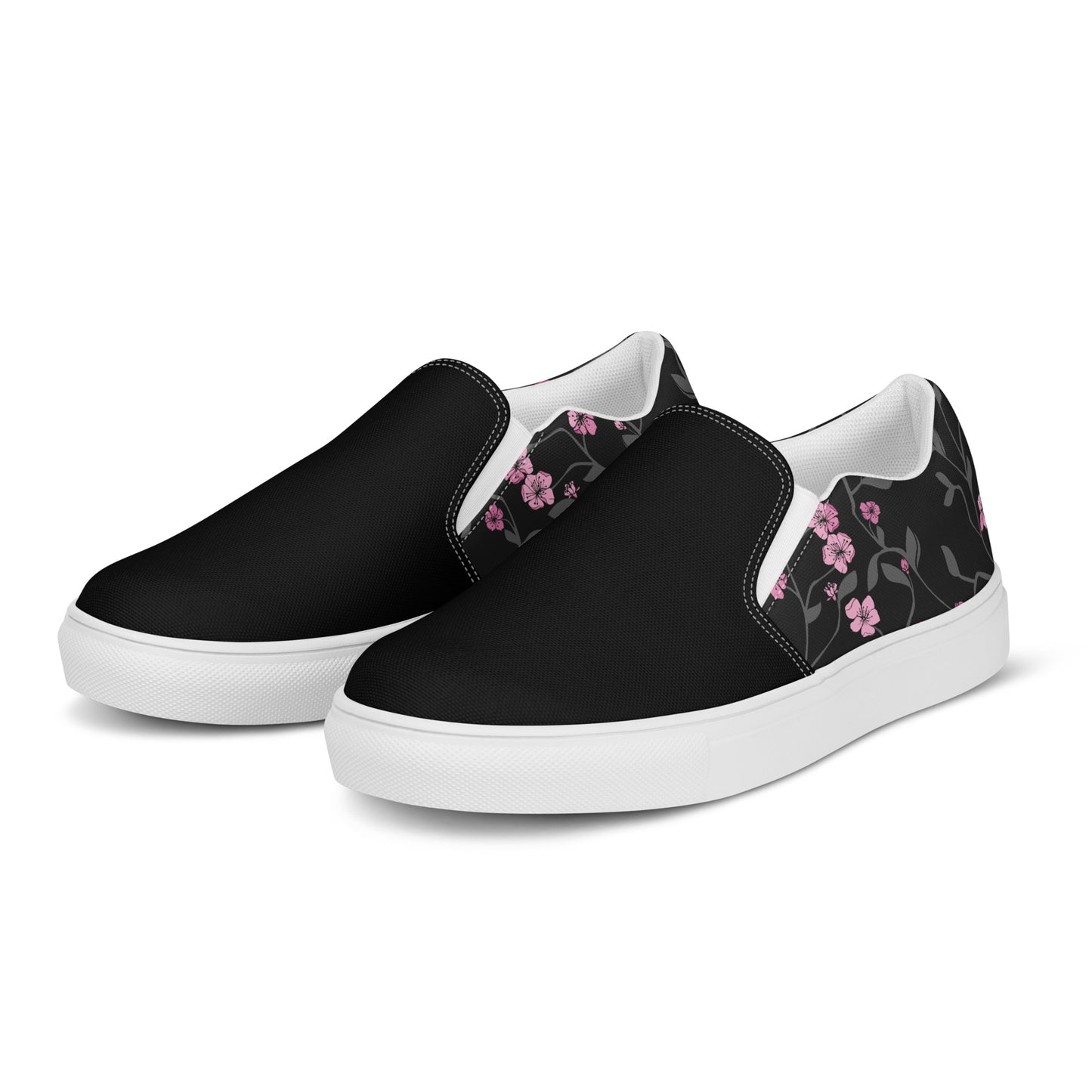 Eden Garden | Women’s Slip-on Canvas Shoes | Black Cherry 2Tone