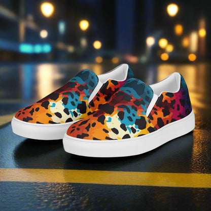 Women’s Custom Slip-on Canvas Shoes Cheetah Rave Animal Print