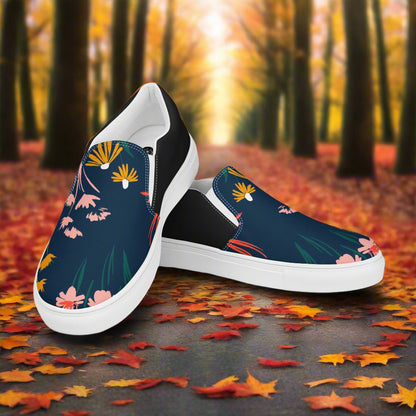 Women’s Floral Print Slip-on Canvas Shoes Coneflower Halftone