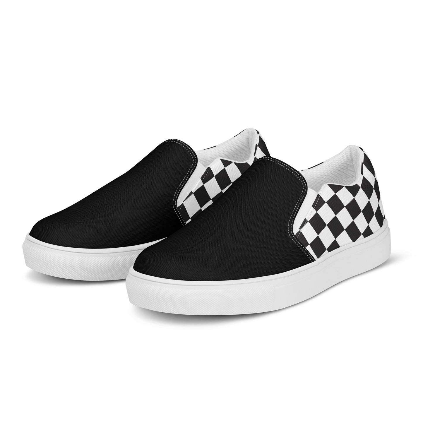 GeoMetro | Women’s Slip-On Canvas Shoes | Black Chex 2Tone