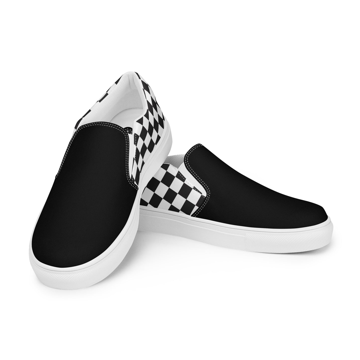 GeoMetro | Women’s Slip-On Canvas Shoes | Black Chex 2Tone