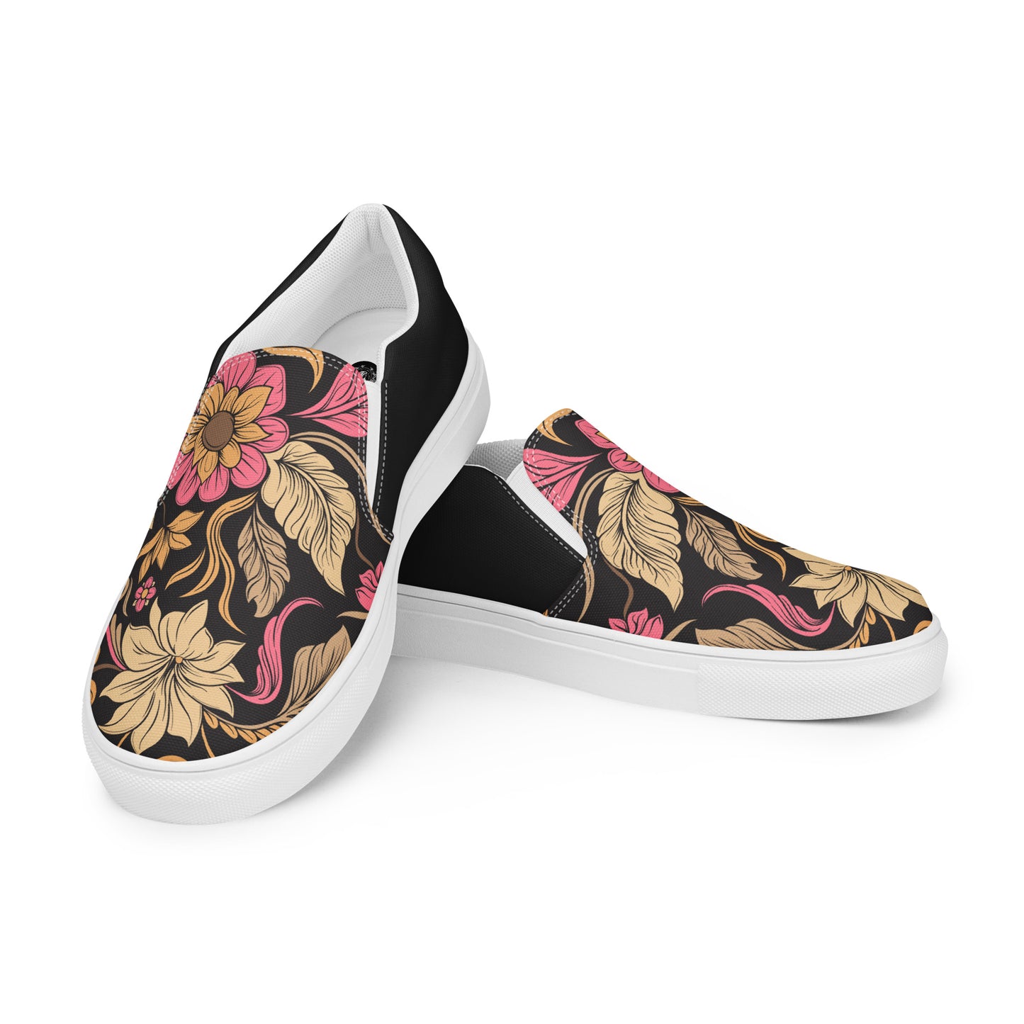 Eden Garden | Women’s Slip-on Canvas Shoes | Retro Flower Halftone