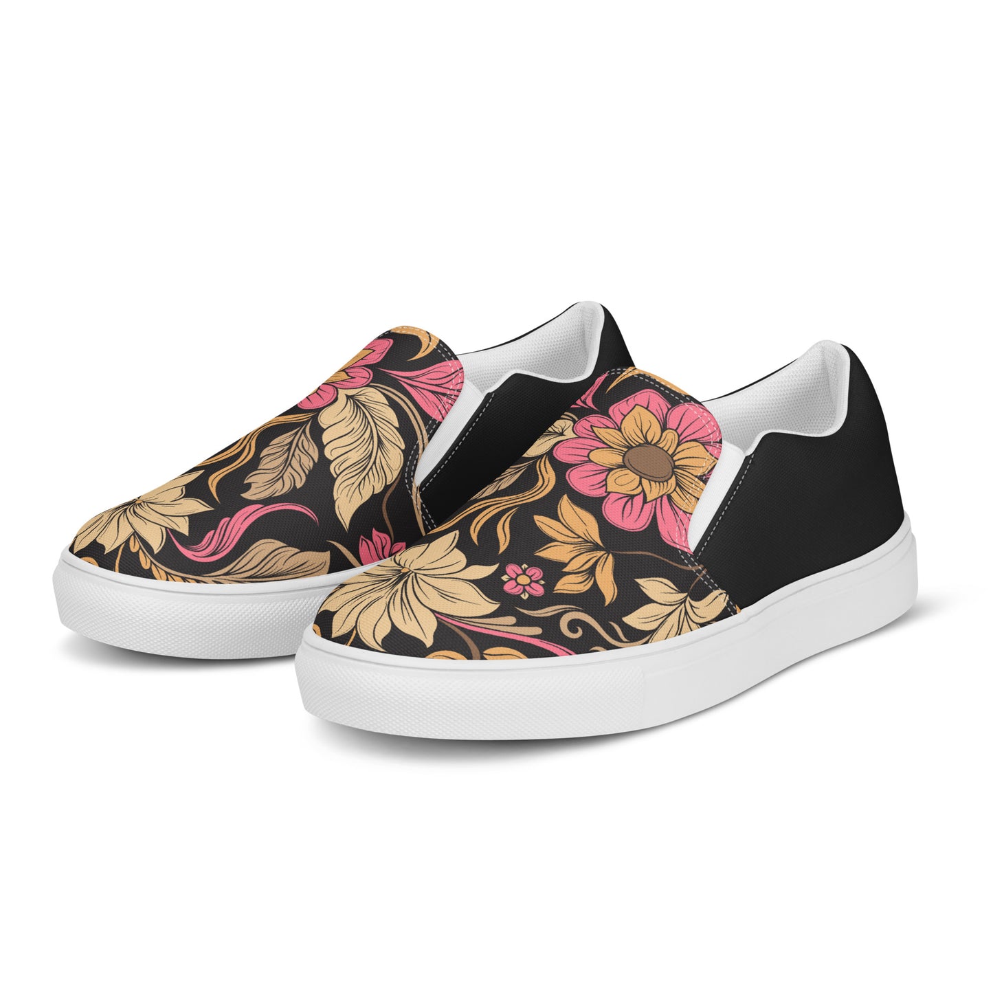 Eden Garden | Women’s Slip-on Canvas Shoes | Retro Flower Halftone