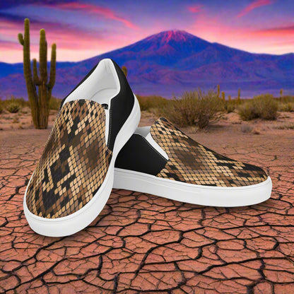 Women’s Slip-on Snakeskin Print Canvas Shoes Halftone