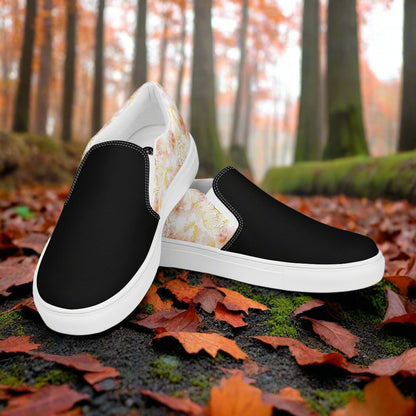 Women’s Custom Floral Print Slip-on Canvas Shoes Pink Peony Two-Tone