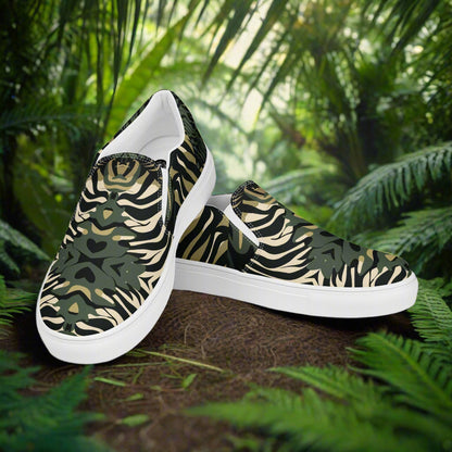 Women’s Slip-on Canvas Shoes Zebra Leaf Print