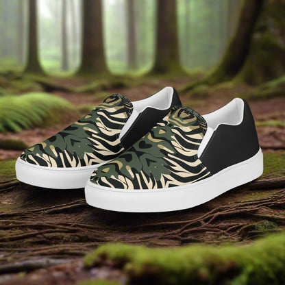 Women’s Slip-on Canvas Shoes Zebra Leaf Halftone