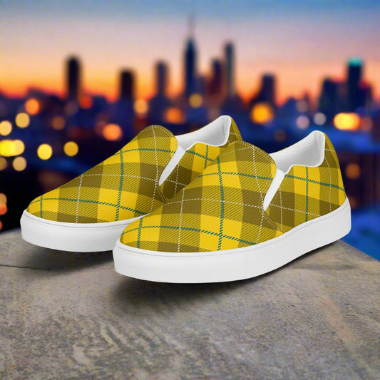 Women’s Slip-On Canvas Shoes Yellow Plaid