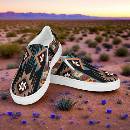 Southwest Pattern Women’s Custom Slip-on Shoes, Native American Geometric Pattern