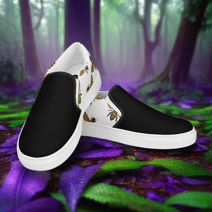 Women’s custom Slip-on Canvas Shoes Animal Print Honeybees Two-Tone
