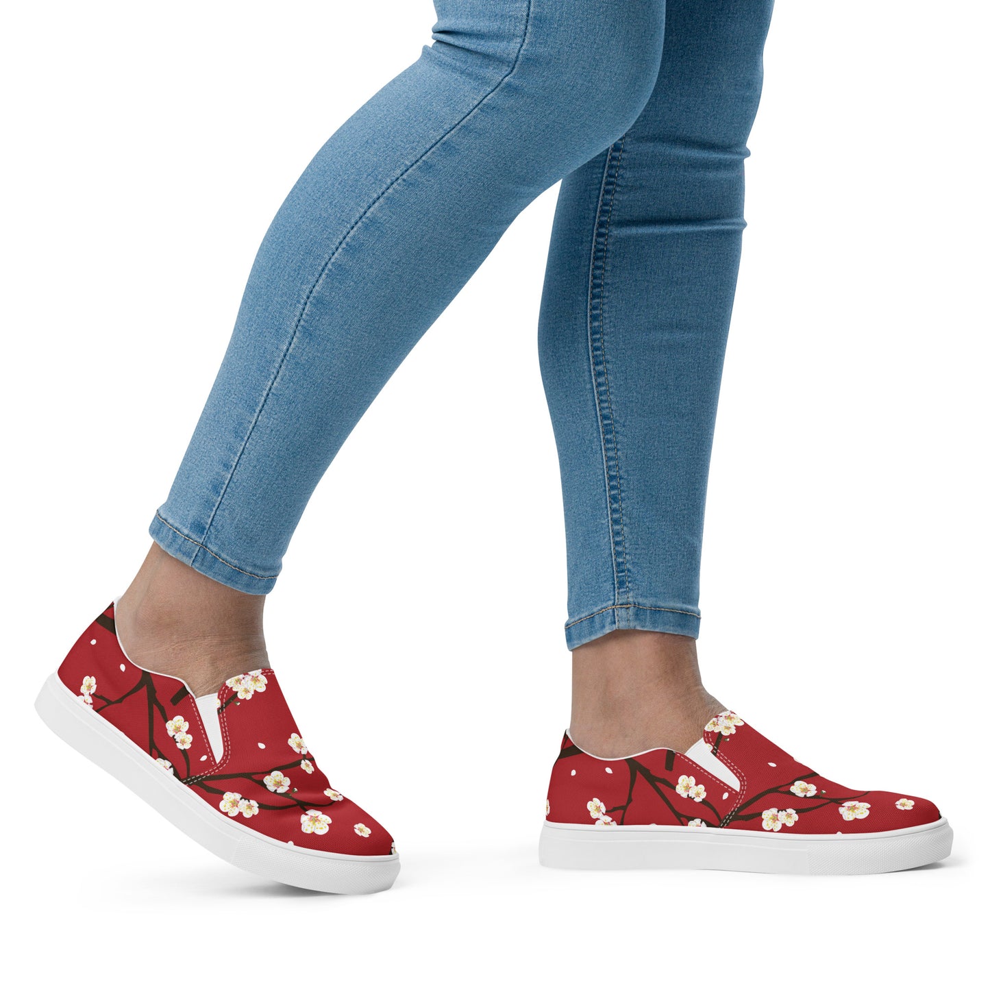 Silk Road | Women’s Slip-on Canvas Shoes | Red Blossom