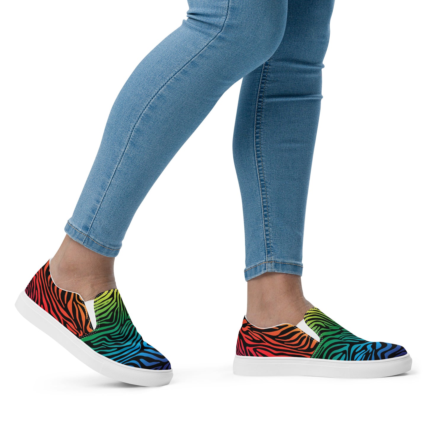 Eden Garden | Women’s Slip-on Canvas Shoes | Rainbow Zebra