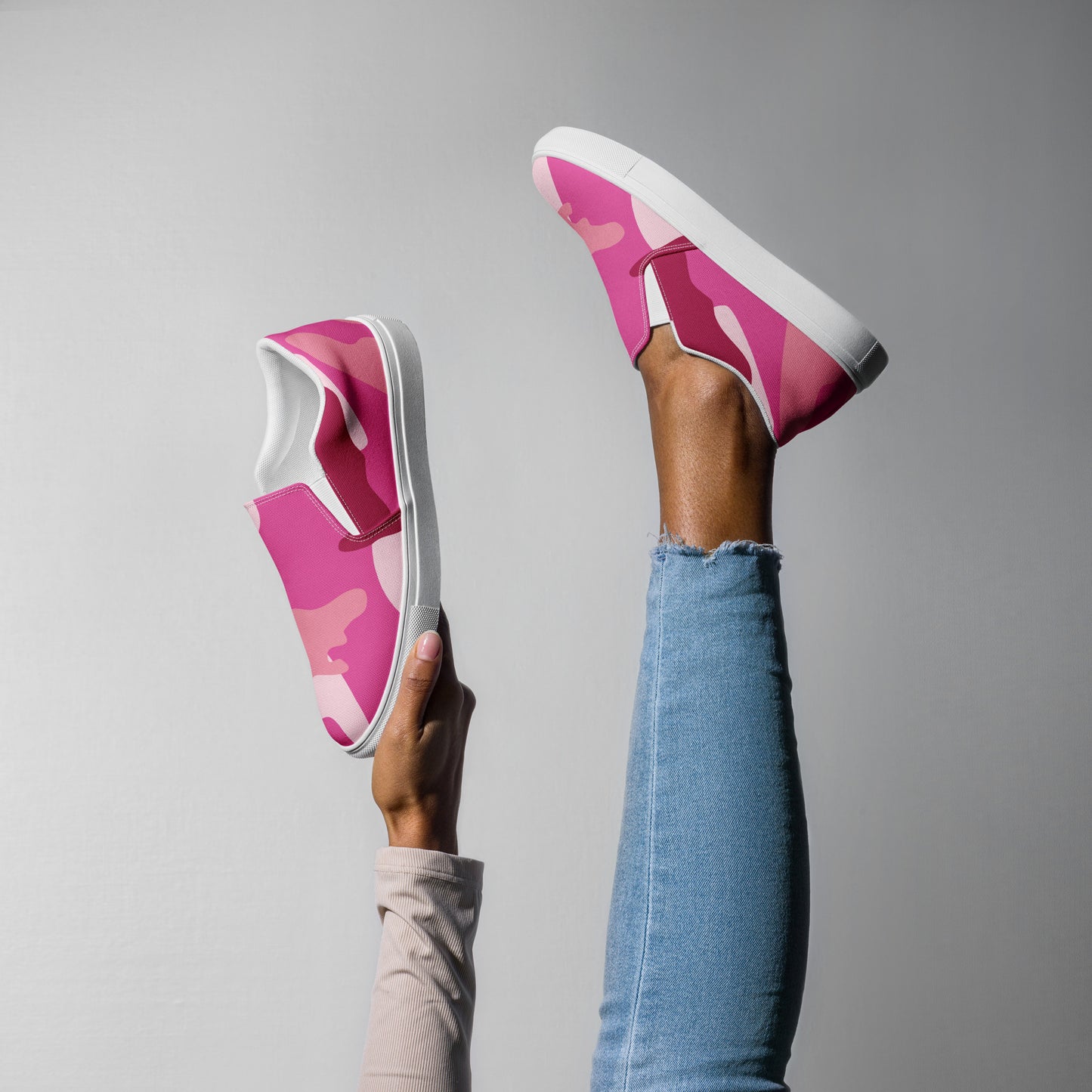 GeoMetro | Women’s Slip-on Canvas Shoes | Pink Camo