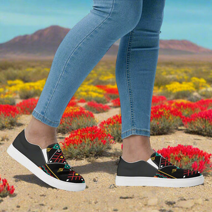 Women’s Southwest Print, Custom Slip-on Canvas Shoes, Native American Geometric Pattern, Hualipai, HalfTone