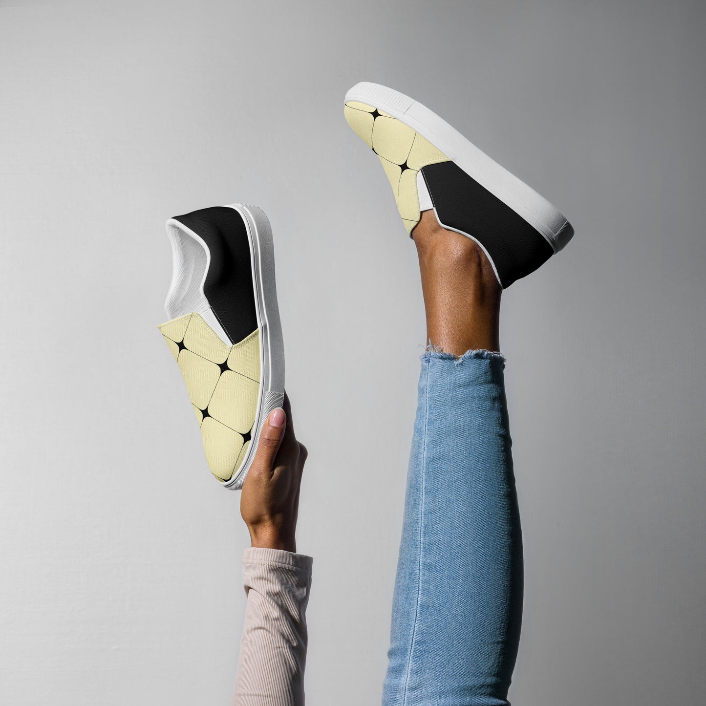 Silk Road | Women’s Slip-on Canvas Shoes | Yellow Diamond Halftone